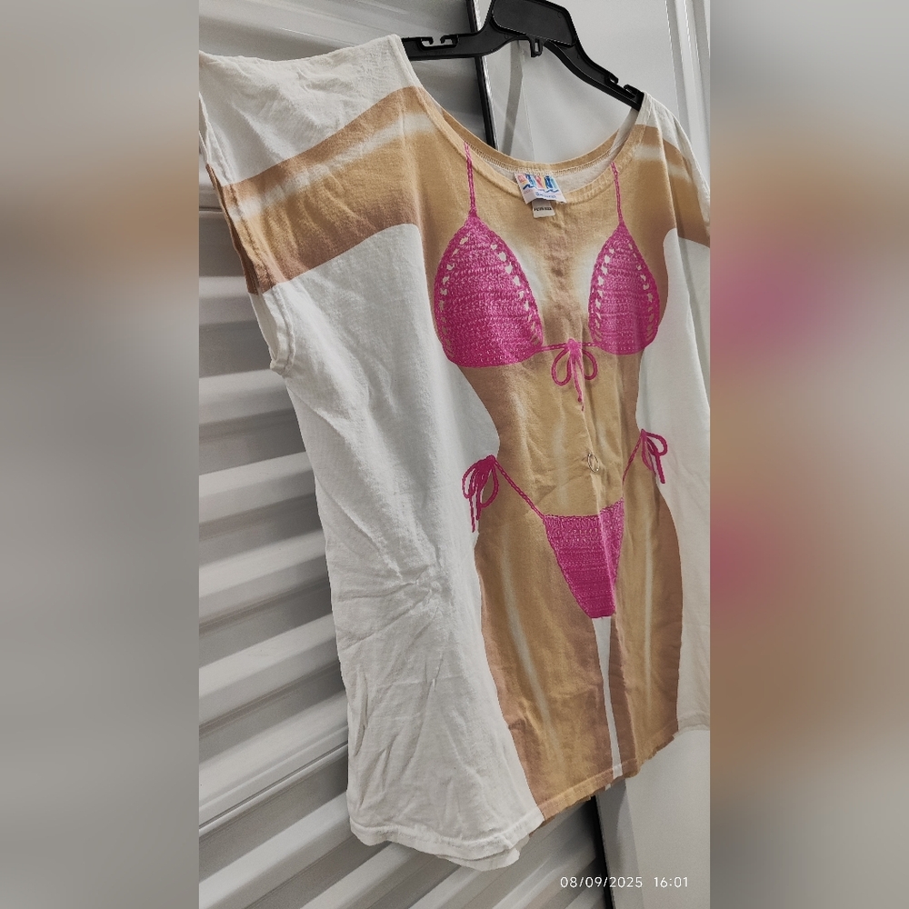 Fun Pink Bikini Print Women's Pajama Top